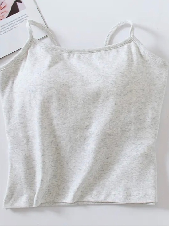 Tops - Women's Light Gray Heathered Camisole Tank Top